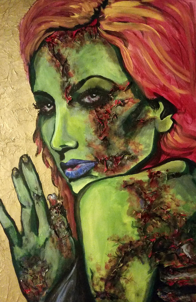 "Zombie IX" 24x36 Mixed Media Collage Artwork - Kae Ashtin