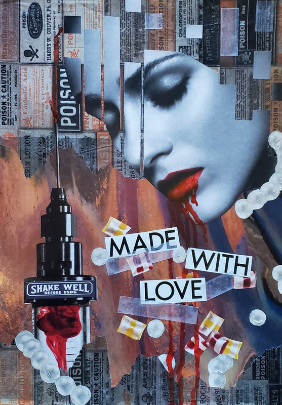 "Poison with Love" 9x12 Mixed Media Collage Artwork - Kae Ashtin