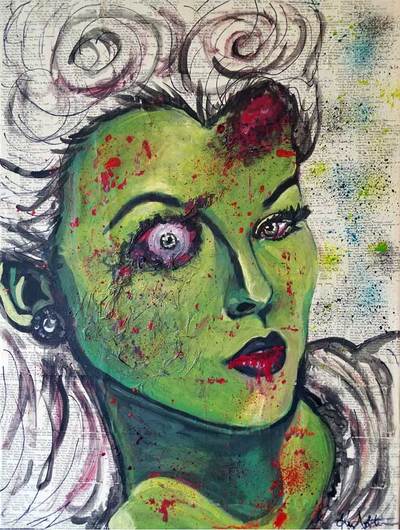 "Zombie Rita" 18x24 Mixed Media Collage Artwork - Kae Ashtin 2017